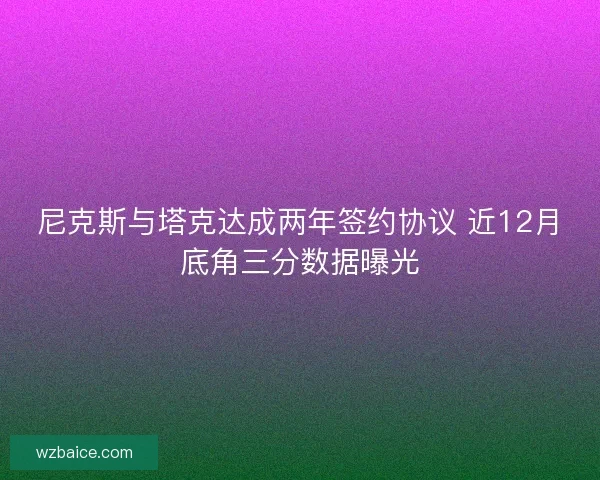 尼克斯与塔克达成两年签约协议 近12月底角三分数据曝光