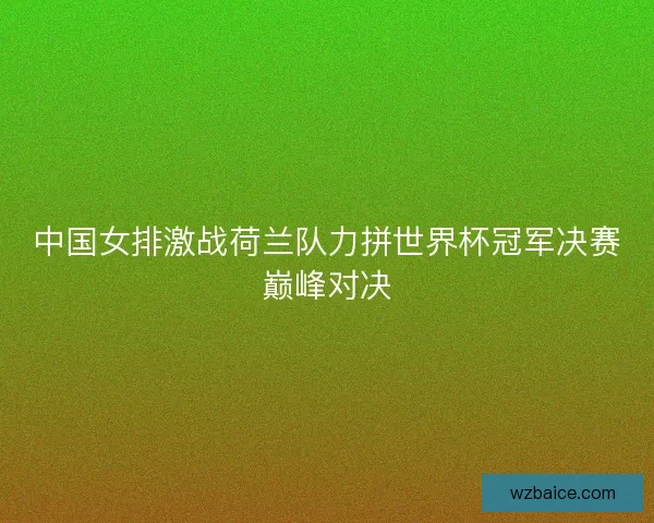 中国女排激战荷兰队力拼世界杯冠军决赛巅峰对决