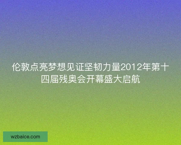 伦敦点亮梦想见证坚韧力量2012年第十四届残奥会开幕盛大启航