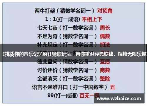 《挑战你的音乐记忆疯狂猜歌玩法，带你重温经典旋律，解锁无限乐趣》